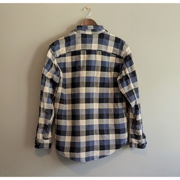 GH Bass Size Medium Plaid Shirt Mens Heavyweight Cotton Jacket Blue Shacket LS M - Picture 6 of 6